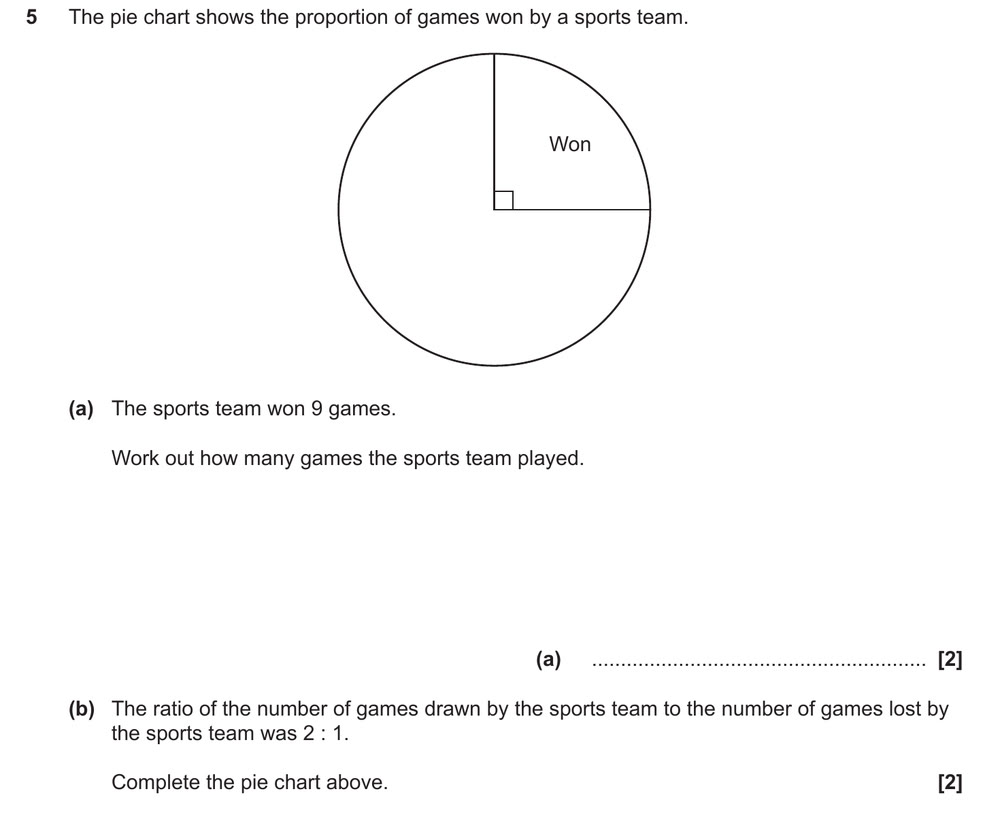 (a) The team won 9 games. How many did it play? (b) Drawn : lost = 2 : 1. Complete the chart.